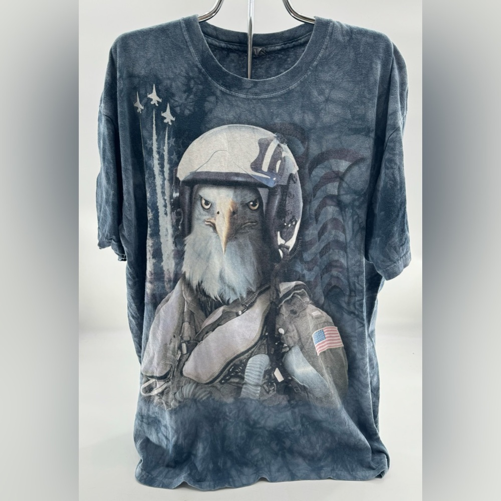 Quail Hollow T Shirt VTG Mens XL Blue Tie Dye Bald Eagle Y2K Military Patriotic